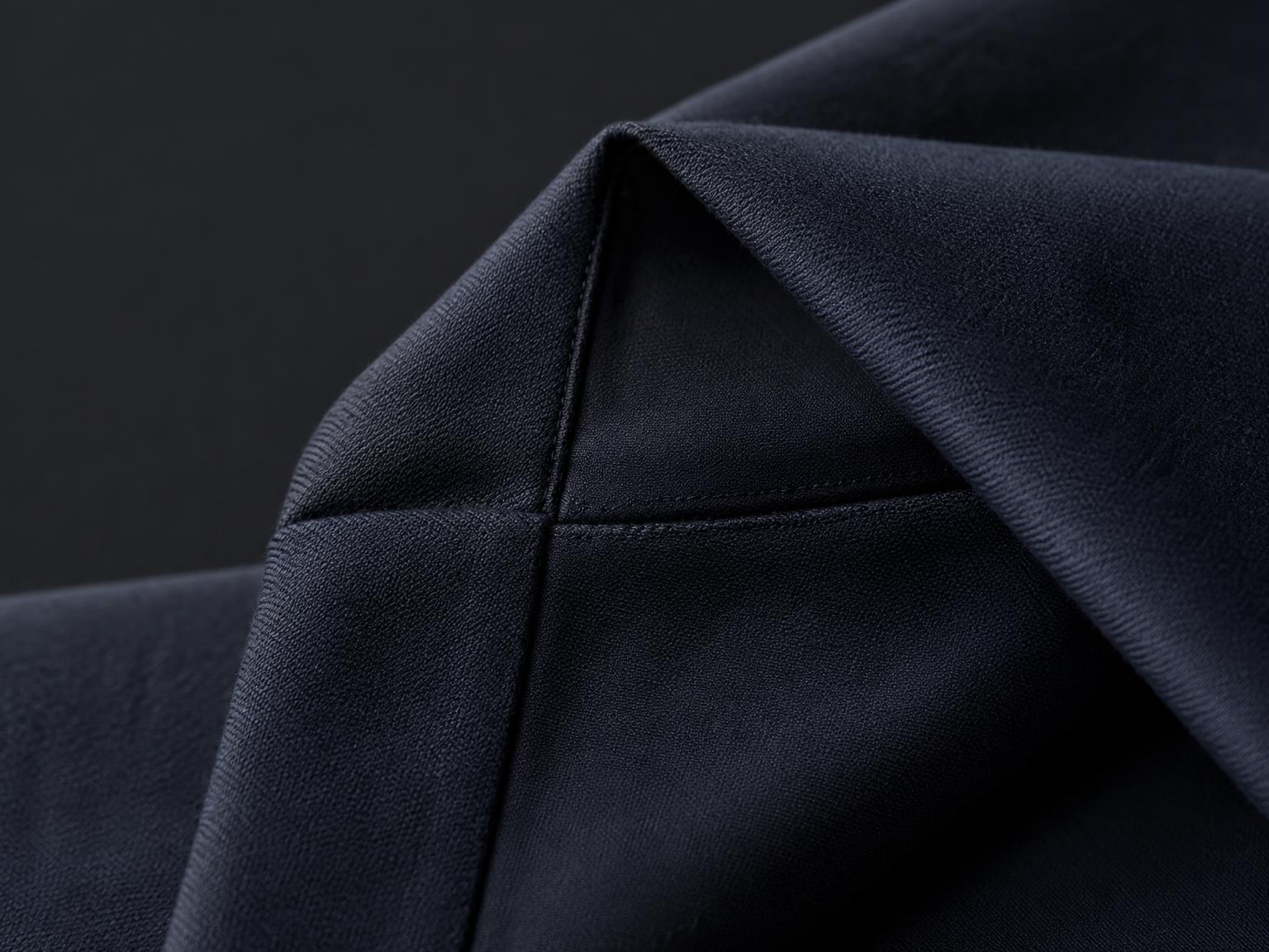 Invisible French seam on midnight navy fabric