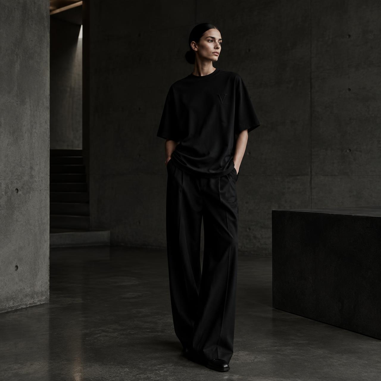 THE OVERSIZED HEAVYWEIGHT — OBSIDIAN laid flat on dark concrete